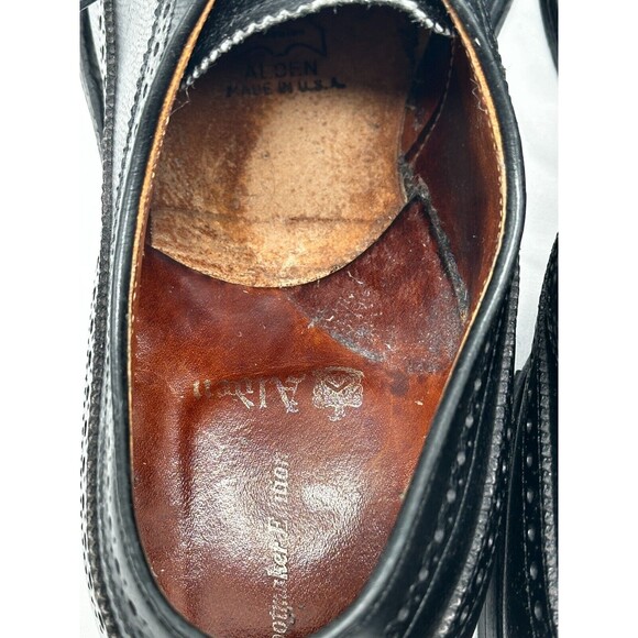VINTAGE Alden 637 Wingtip Oxford Black Leather Dress Shoes- Truflare Sz 10.5 A/C - Picture 12 of 13